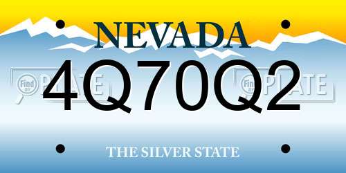 4Q70Q2 Nevada License Plate