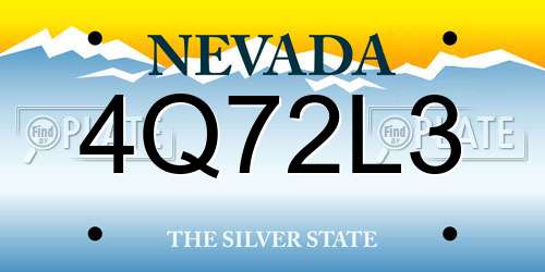 4Q72L3 Nevada License Plate