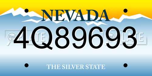 4Q89693 Nevada License Plate