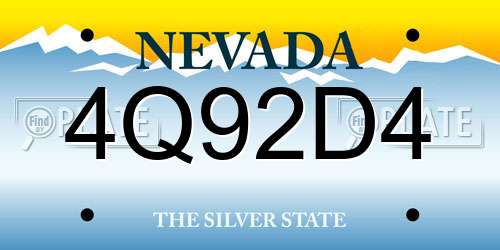 4Q92D4 Nevada License Plate