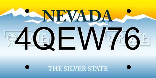 4QEW76 Nevada License Plate