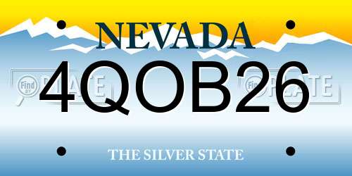 4QOB26 Nevada License Plate