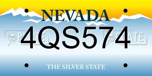 4QS574 Nevada License Plate
