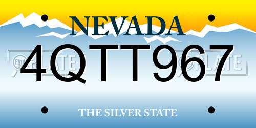 4QTT967 Nevada License Plate