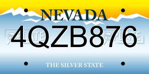 4QZB876 Nevada License Plate