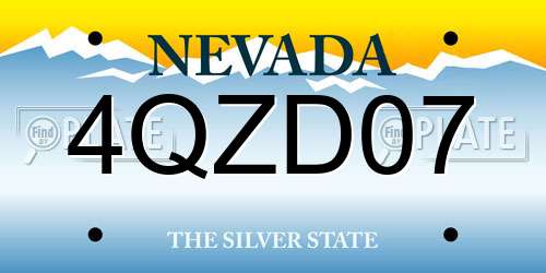 4QZD07 Nevada License Plate