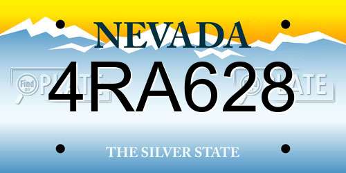 4RA628 Nevada License Plate