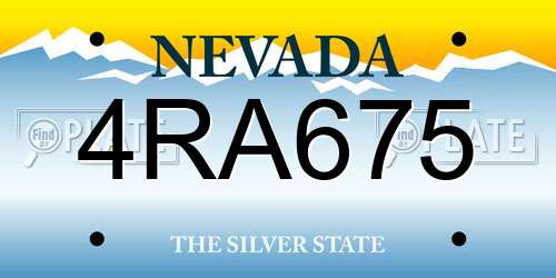 4RA675 Nevada License Plate