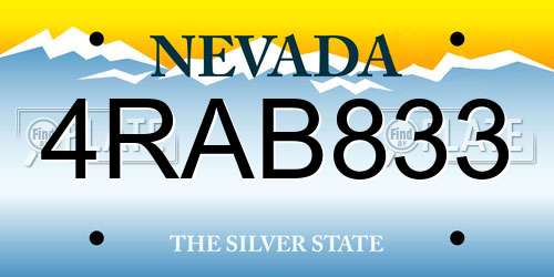 4RAB833 Nevada License Plate
