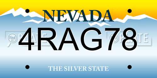 4RAG78 Nevada License Plate