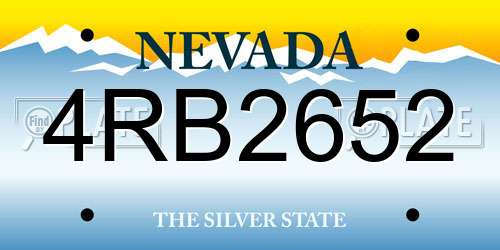 4RB2652 Nevada License Plate