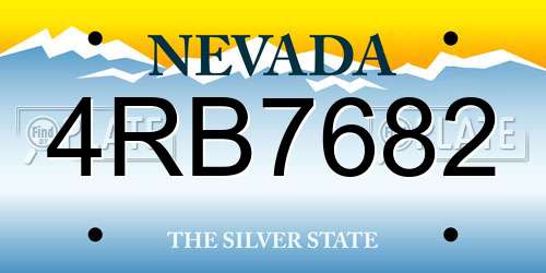 4RB7682 Nevada License Plate