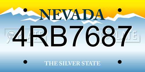 4RB7687 Nevada License Plate