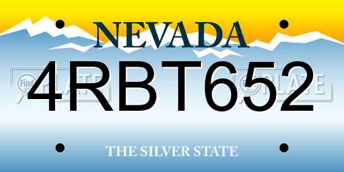 4RBT652 Nevada License Plate