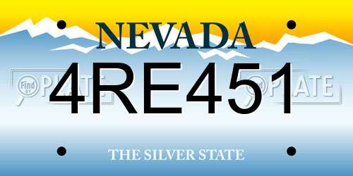 4RE451 Nevada License Plate