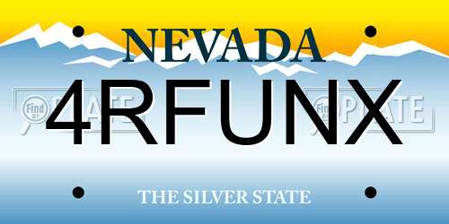 4RFUNX Nevada License Plate