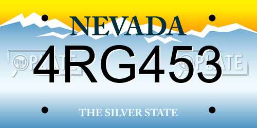 4RG453 Nevada License Plate