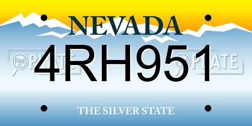 4RH951 Nevada License Plate