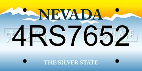 4RS7652 Nevada License Plate