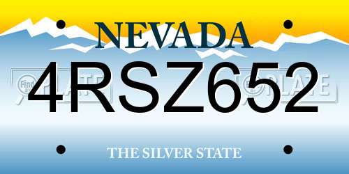 4RSZ652 Nevada License Plate