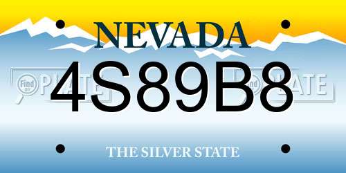 4S89B8 Nevada License Plate