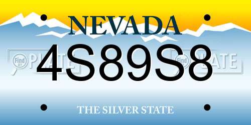 4S89S8 Nevada License Plate