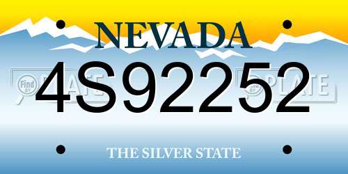 4S92252 Nevada License Plate