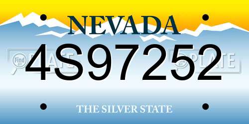 4S97252 Nevada License Plate