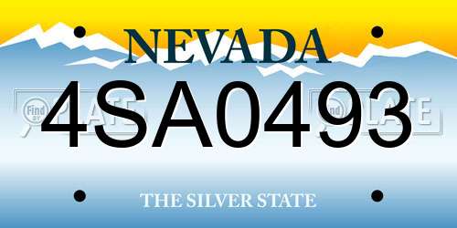 4SA0493 Nevada License Plate