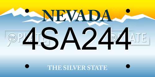 4SA244 Nevada License Plate