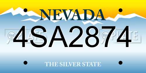 4SA2874 Nevada License Plate