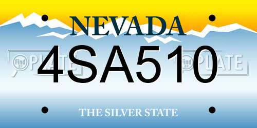 4SA510 Nevada License Plate