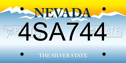 4SA744 Nevada License Plate