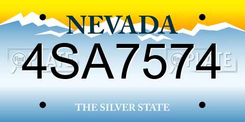 4SA7574 Nevada License Plate