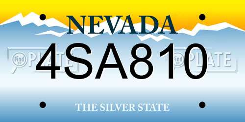 4SA810 Nevada License Plate