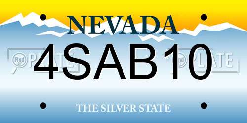 4SAB10 Nevada License Plate