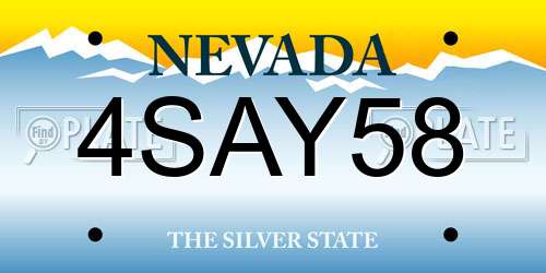 4SAY58 Nevada License Plate