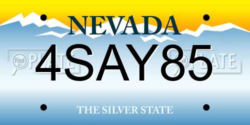4SAY85 Nevada License Plate