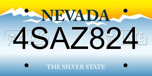 4SAZ824 Nevada License Plate
