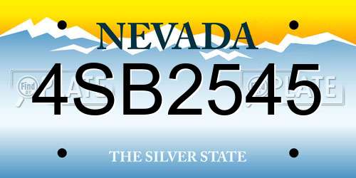 4SB2545 Nevada License Plate