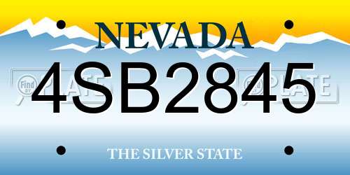 4SB2845 Nevada License Plate