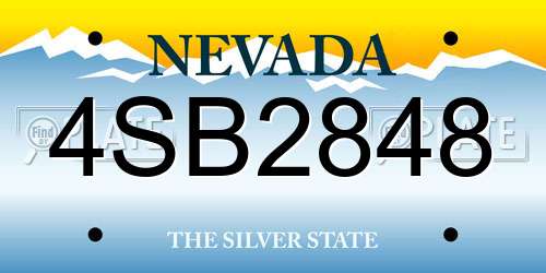 4SB2848 Nevada License Plate