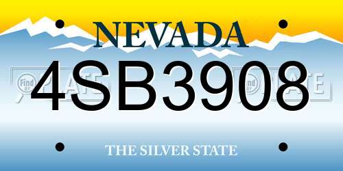 4SB3908 Nevada License Plate