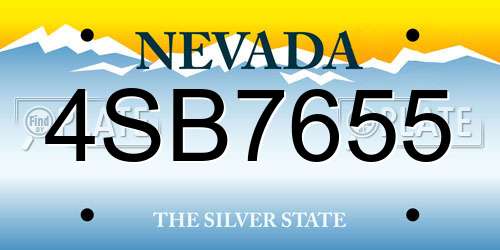4SB7655 Nevada License Plate
