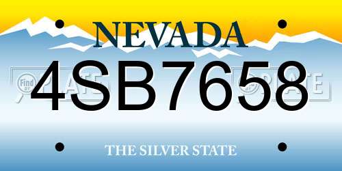 4SB7658 Nevada License Plate