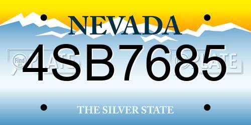 4SB7685 Nevada License Plate