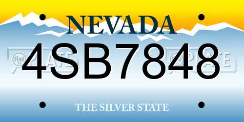 4SB7848 Nevada License Plate