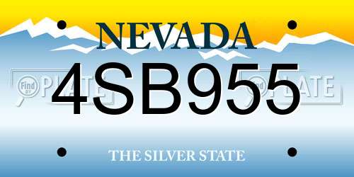 4SB955 Nevada License Plate