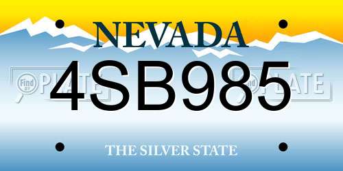 4SB985 Nevada License Plate