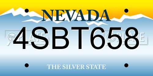 4SBT658 Nevada License Plate